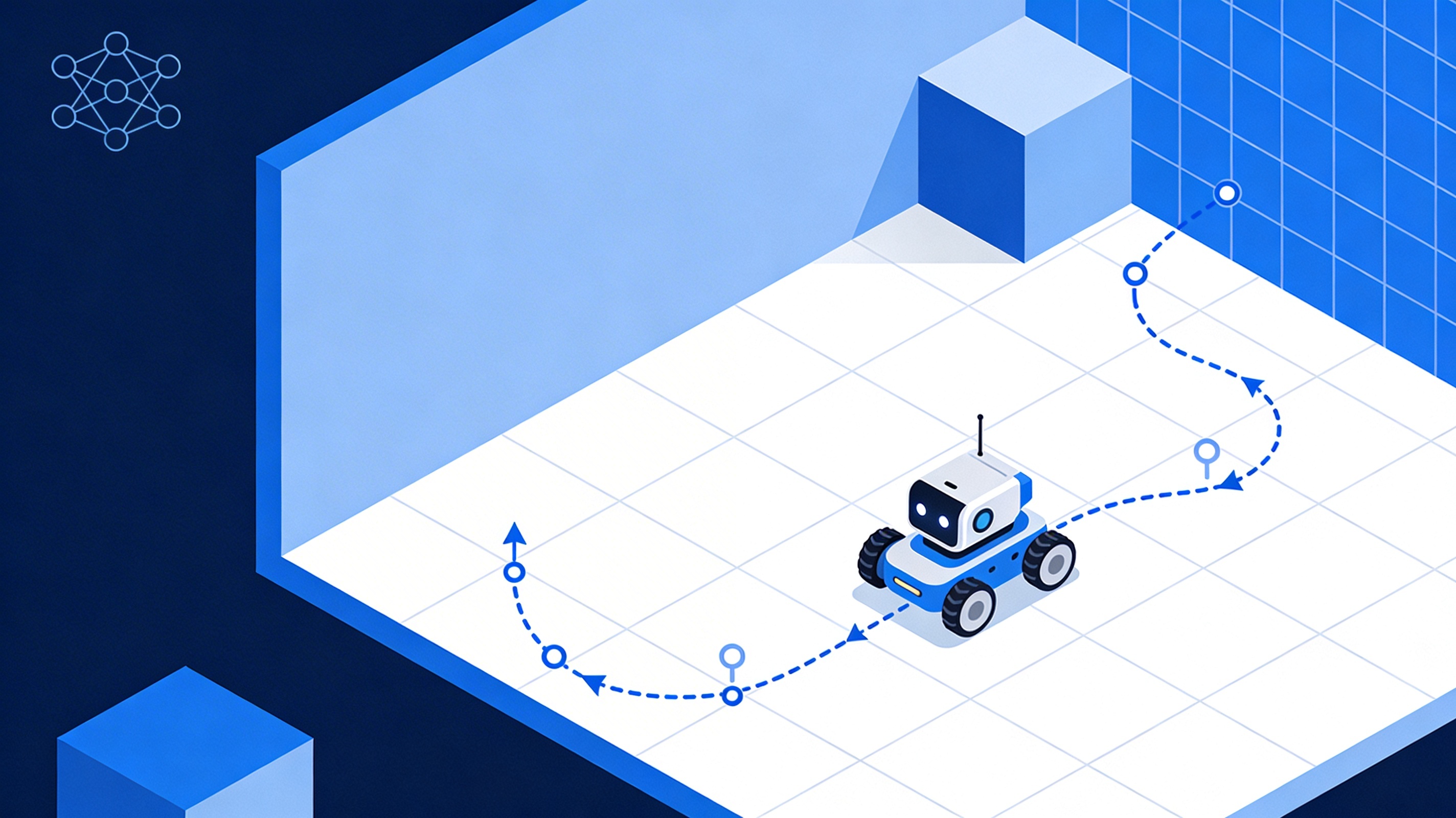 Simulated TurtleBot navigating around obstacles